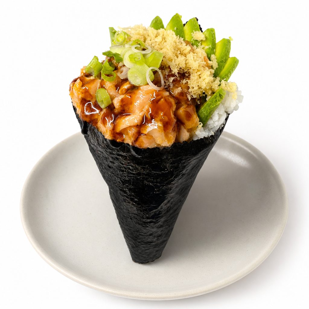Baked Salmon Temaki.