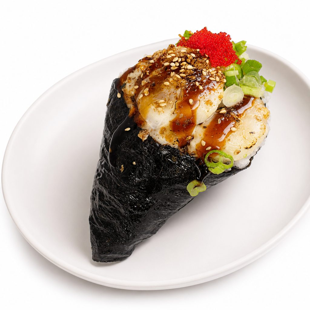 Baked Scallop Temaki.