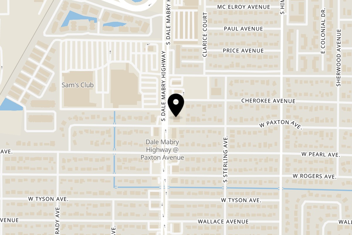 Map showing the location of The Sushi Box TB on 5224 S Dale Mabry Hwy in Tampa